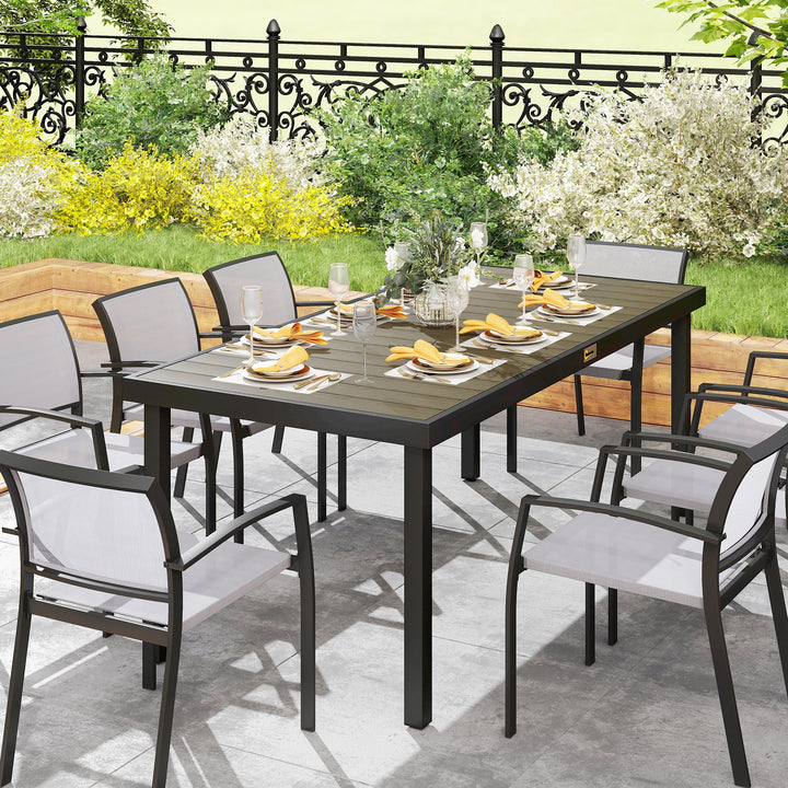 Havebord til 8 personer, udendørsbord, loungebord, vejrbestandigt, 190 x 90 x 74 cm, naturtræ