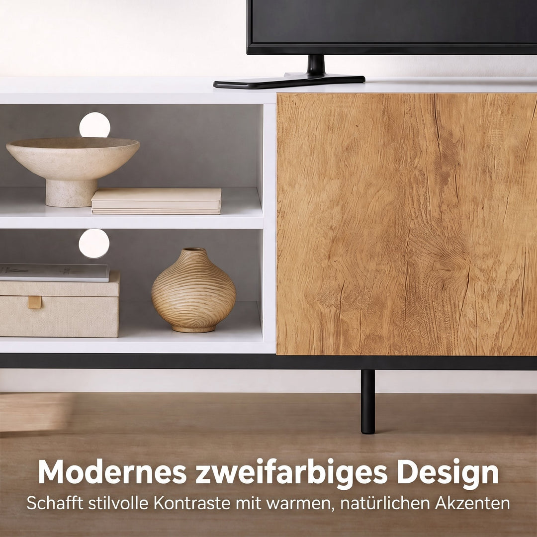 TV-skab til fjernsyn op til 55 tommer, moderne TV-lavbord, hvid