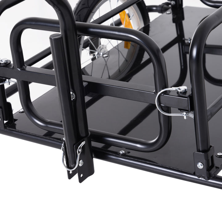 Sammenklappelig cykeltrailer, lasttrailer med kobling, kobling og reflekser, transportvogn, lasteevne op til 40 kg, transporttrailer til camping, shopping, flytning, 155 x 71,5 x 77 cm