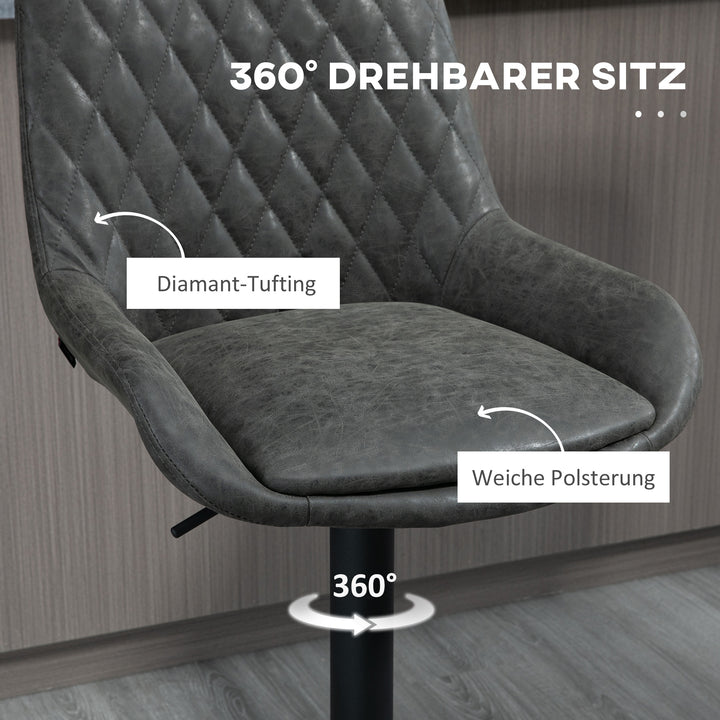 Barstol køkkenstol designerstol, højdejusterbar, med fodstøtte, 51 cm x 59 cm x 117 cm, mørkegrå + sort