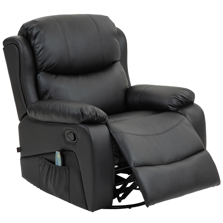 Massagestol, varme- og lænefunktion, kunstlæder, op til 150 kg, 97 x 92 x 104 cm, sort