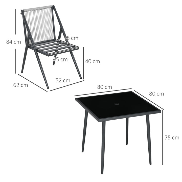Havemøbelsæt med 5 dele, vejrbestandigt, 80 cm x 80 cm x 75 cm, mørkegrå