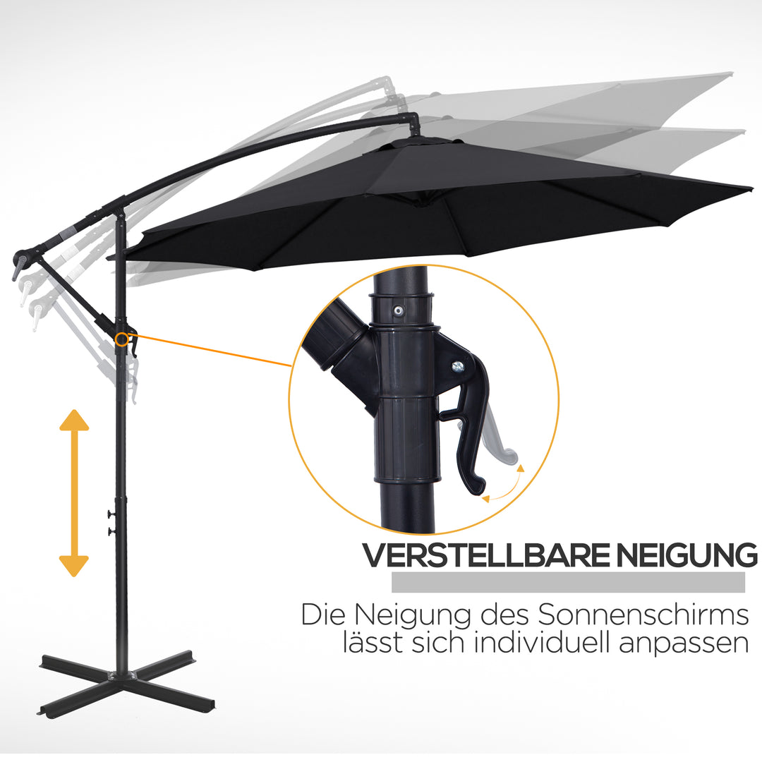 Parasol, fritstående parasol, solskærm med håndsving