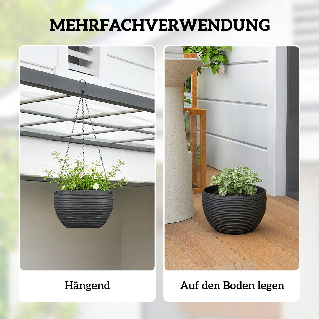 Plantepotter til udendørs og indendørs planter, selvvandende, hængende plantepotter med metalkæder, 4 stk., sorte