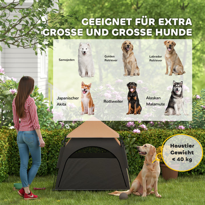 Kæledyrstelt, hundetelt, sammenklappeligt, vejrbestandigt, hundehus, til store hunde, mørkebrun