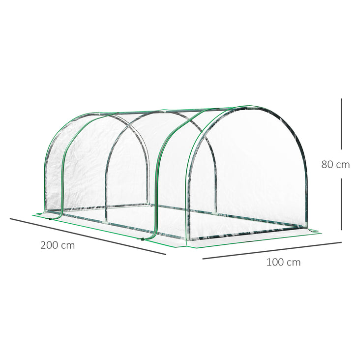 Drivhus, væksthus med dør, kold ramme, plantehus, plantedyrkning, stål, plast, 200 x 100 x 80 cm, grøn