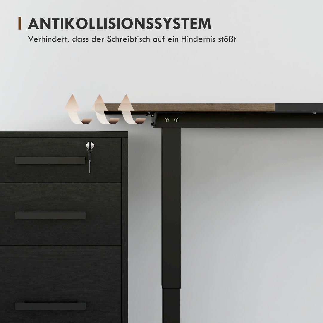 Højdejusterbart skrivebord elektrisk 140 x 70 cm computerbord med 4 hukommelseskontroller, 4-delt bordplade, sit-stee-bord med antikollision, overophedningsbeskyttelse sort