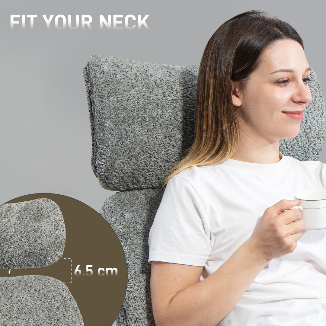 Kontorstol med justerbar nakkestøtte, ergonomisk skrivebordsstol, vippefunktion, højdejusterbar, mørkegrå