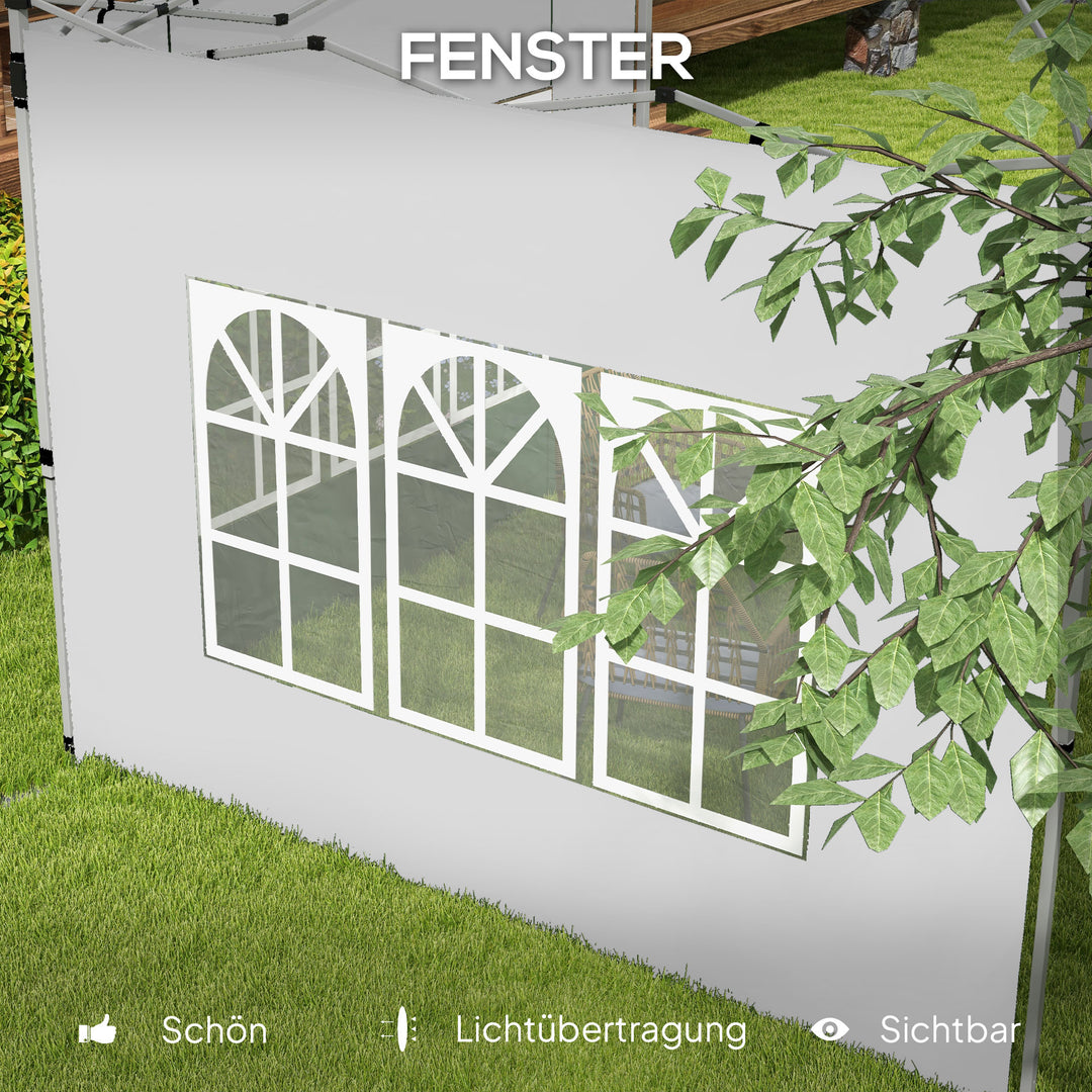 Sæt med 2 sidepaneler til 3x3/3x4 m pavillon, sidevæg med vindue, vandtæt, hvid