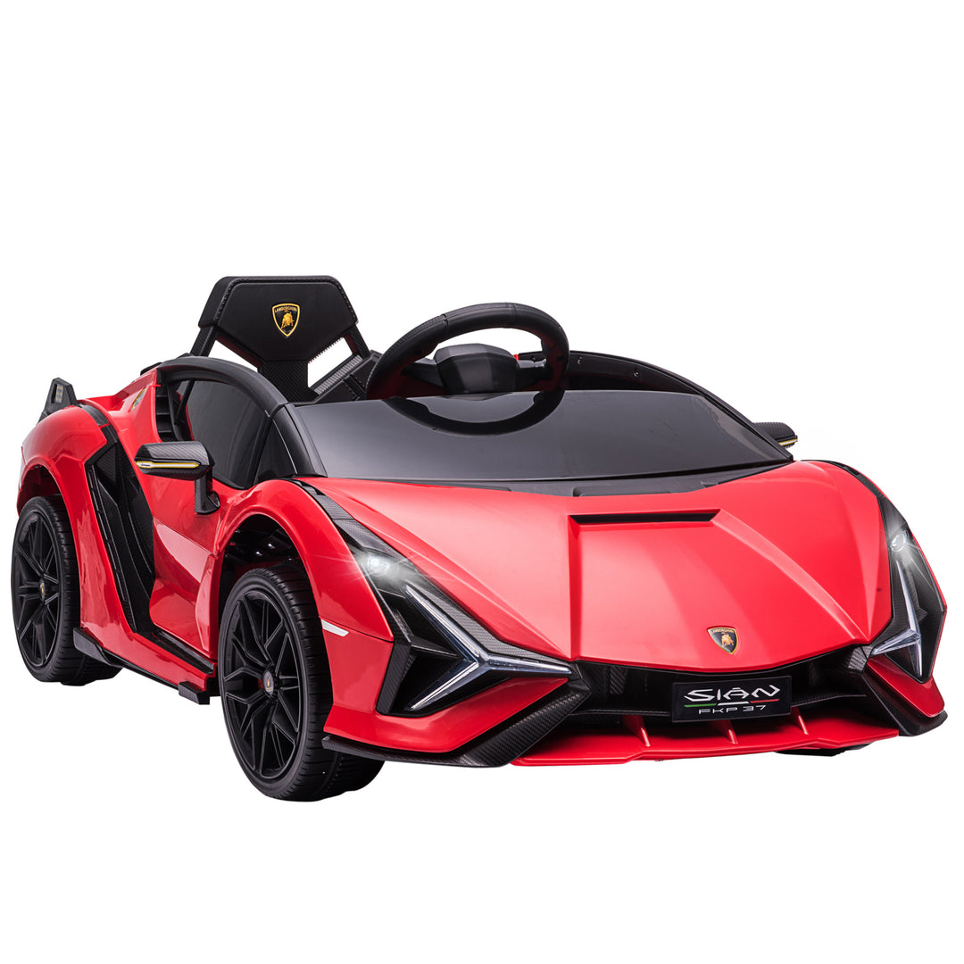 Børnebil 12V 2 køretilstande Lamborghini SIAN SUV legetøjsbil elbil med fjernbetjening musik (MP3/USB) lys 37-60 måneder metalrød 108 x 62 x 40 cm