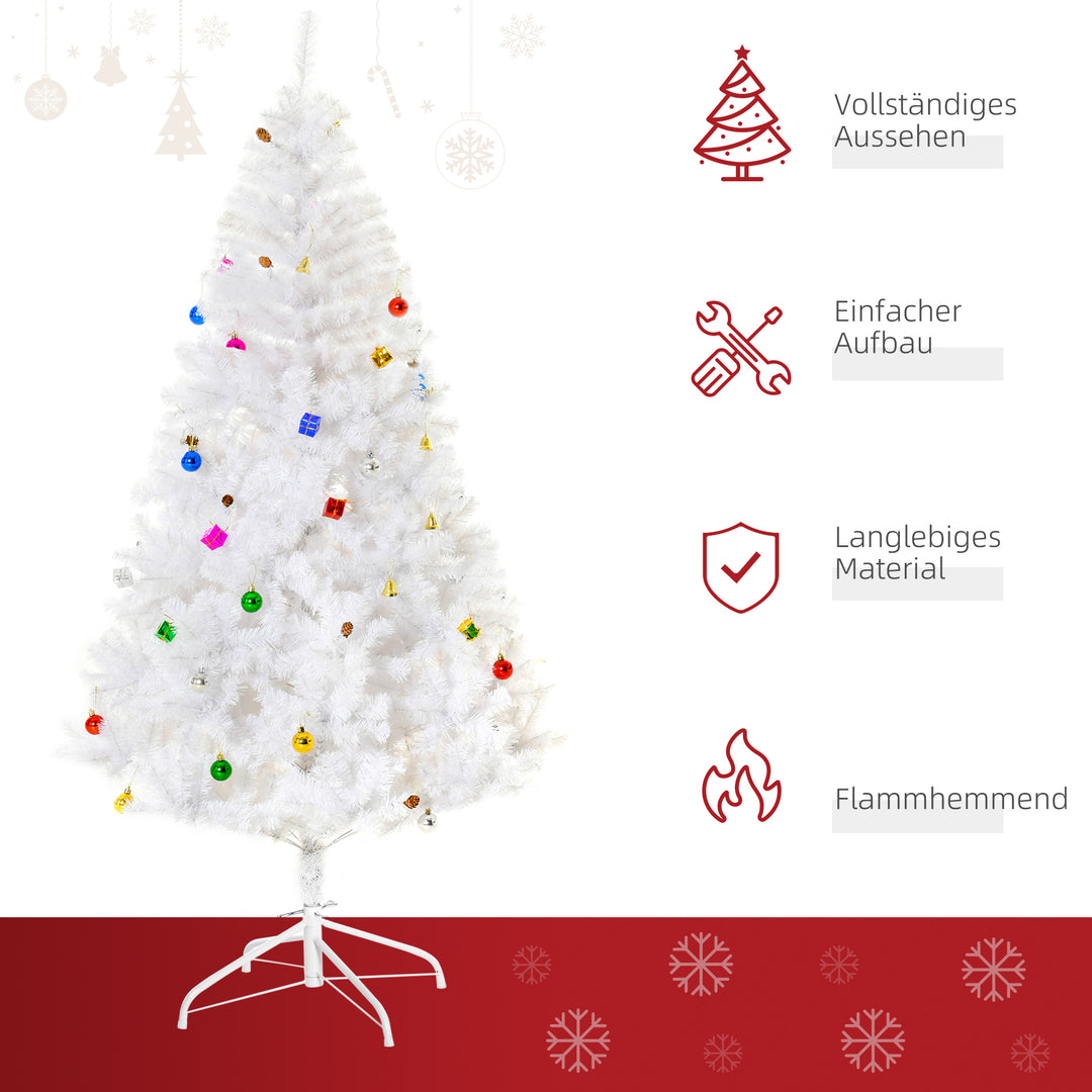 Kunstigt juletræ grantræ 180 cm med fod inklusive dekoration (180 cm, hvid/juletræ 1)