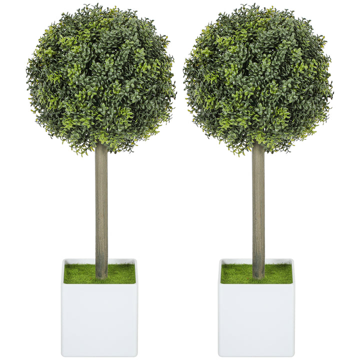 Sæt med 2 kunstige buksbomkugler 45 cm kunstig plante, kunstige plastikplanter i potte