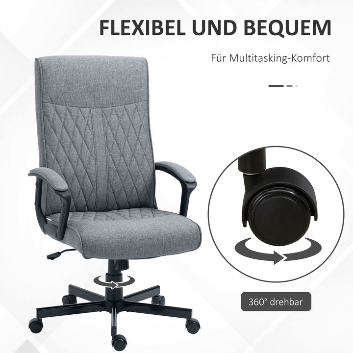 Kontorstol, højdejusterbar, vipbar, ergonomisk kontorstol, grå
