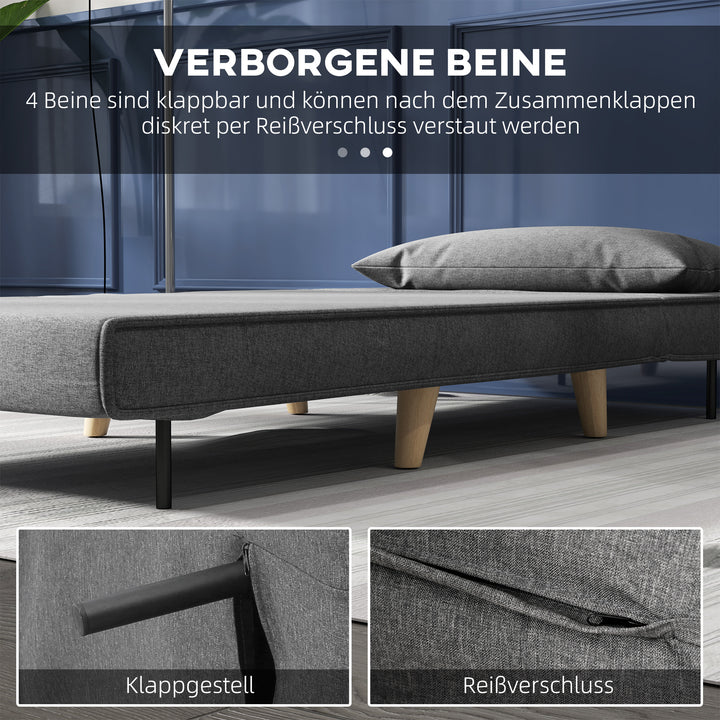 Enkelt sovesofa sovesofa foldsofa justerbar ryglæn liggestol nordisk skandinavisk 25d skum hushør imiteret grantræ grå 94 x 78 x 80 cm
