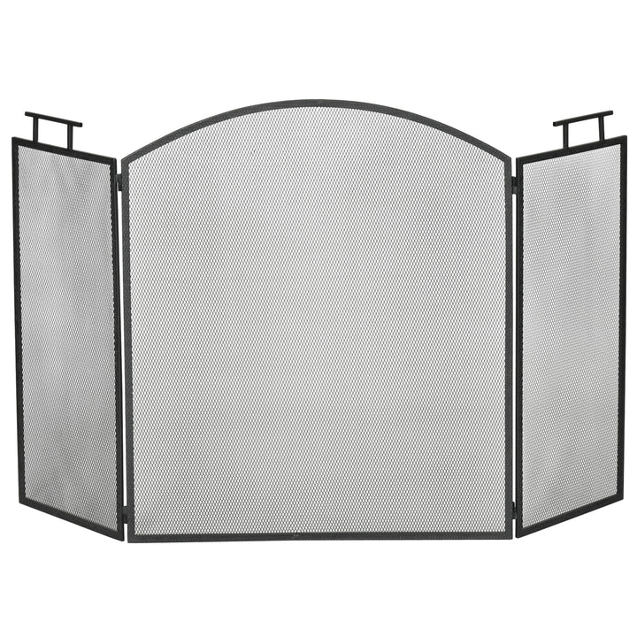 Sammenklappelig brandskærm, brandbeskyttelsesskærm til pejs, brandskjold, brandbeskyttelsesskærm til pejs, beskyttelsesskærm til komfur, metal, 110 x 24 x 76,5 cm, sort