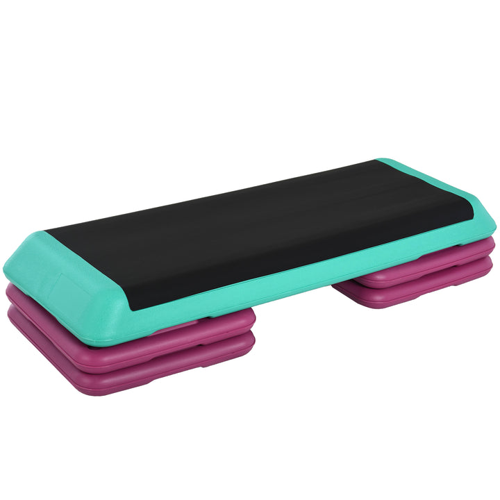 Step board højdejusterbar fitness stepper 3 niveauer (10/15/20 cm) skridsikker stepbænk til hjemmefitness kontor plastik sort+grøn+lilla