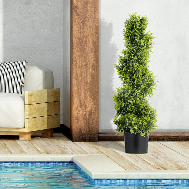 Kunstig cypres 90cm kunstig plante i spiralform, kunstige plastplanter i potte, moderne dekoration