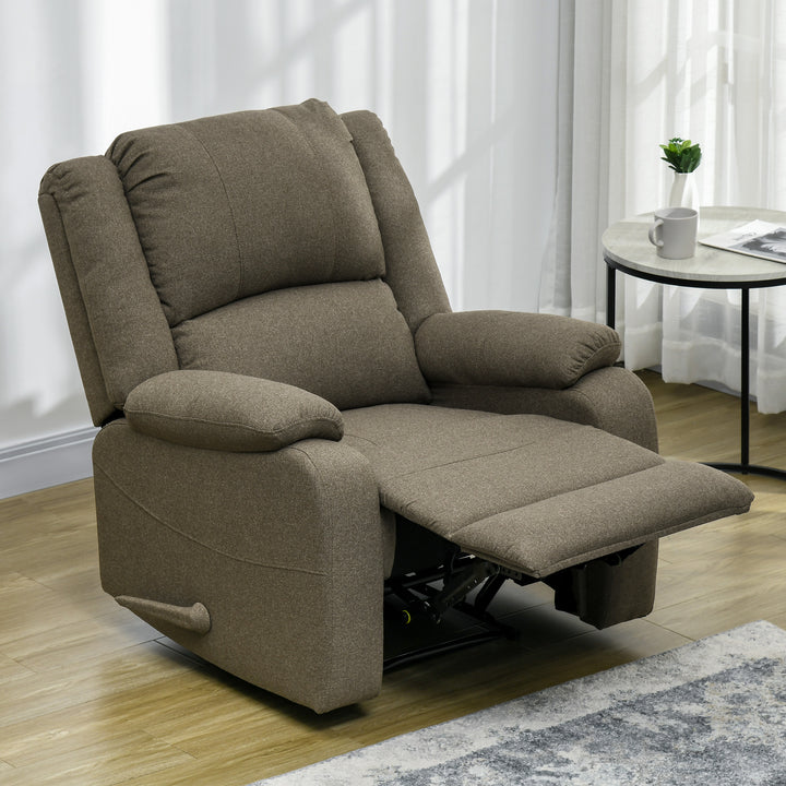 Lænestol med hældningsfunktion og fodstøtte, justerbar, op til 150 kg, stålstel, 90 x 96 x 98 cm, brun