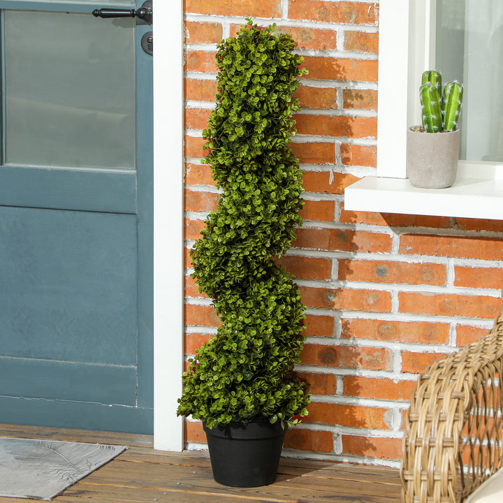 Sæt med 2 dekorative planter, kunstige planter i potter, kunstige planter til hjemmet, indendørs, udendørs, 90 cm, grøn