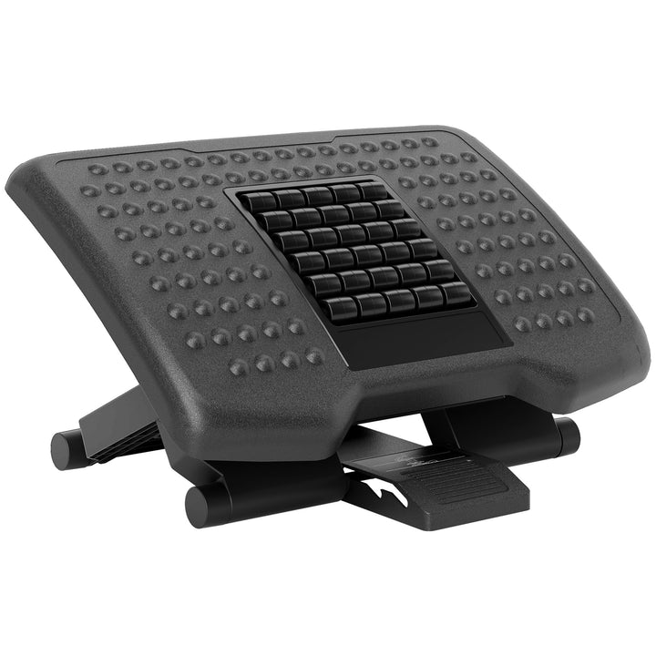 Ergonomisk fodstøtte, højdejusterbar, massageflade med ruller, sort, 46 x 35 cm