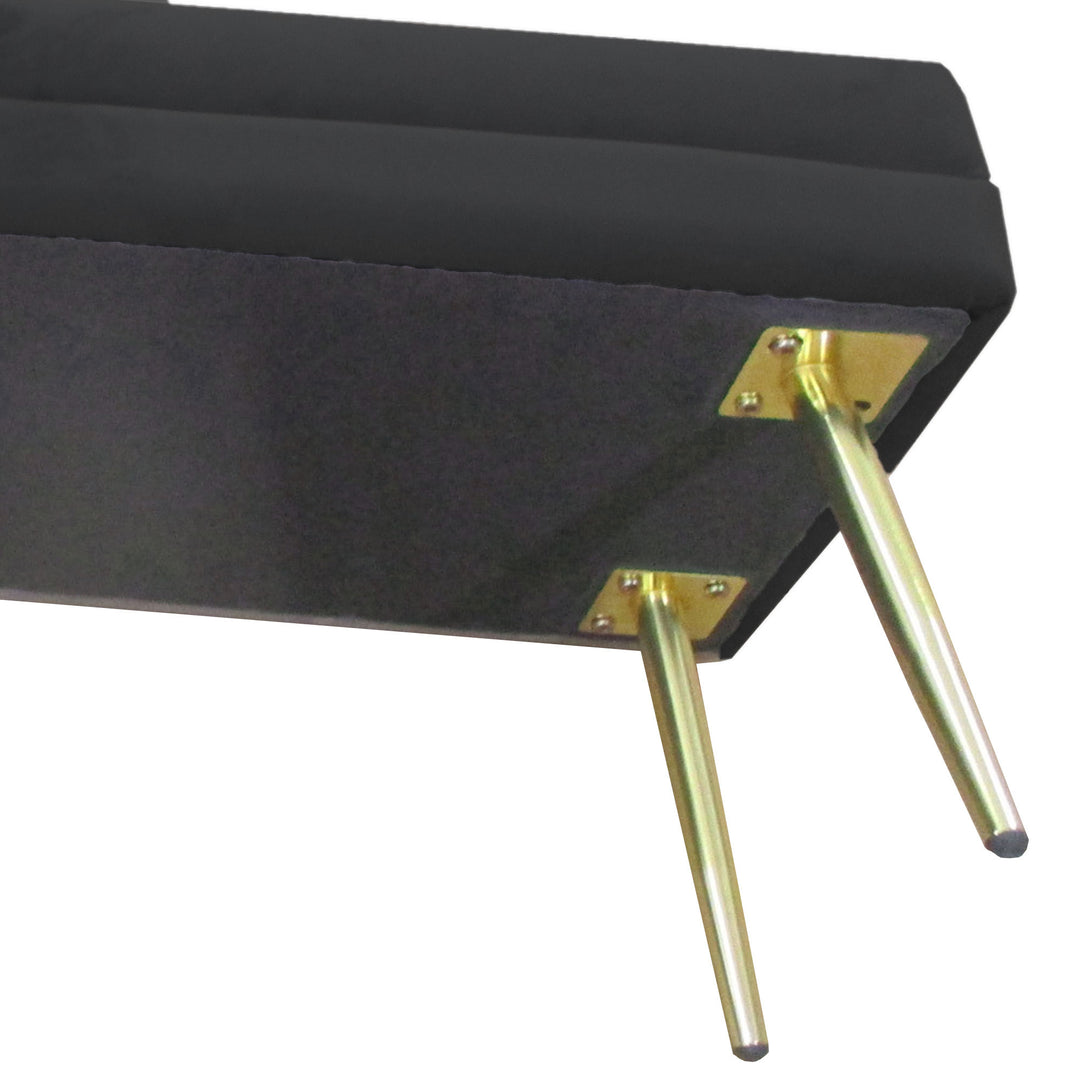 Polstret bænk med opbevaring, stål, 100 cm x 37,5 cm x 42 cm, sort