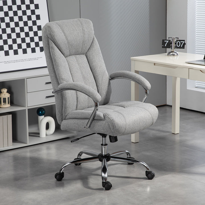 Ergonomisk kontorstol, høj ryg, åndbart betræk, justerbar højde, grå