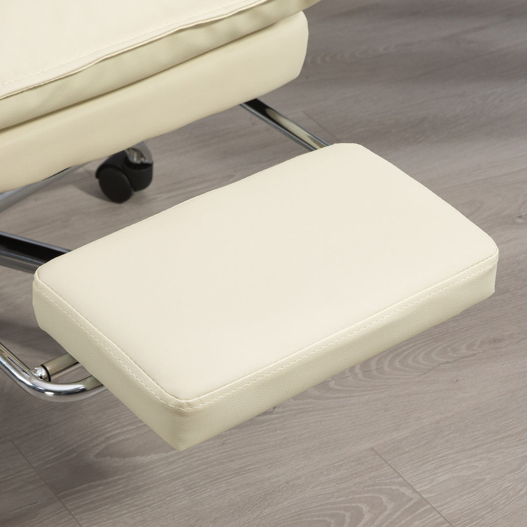 Kontorstol, justerbar sædehøjde, fodstøtte, kunstlæder, op til 135 kg, metalbase, 66 x 72 x 116-124 cm, beige