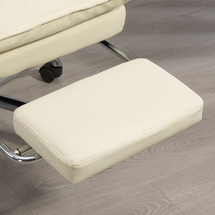 Kontorstol, justerbar sædehøjde, fodstøtte, kunstlæder, op til 135 kg, metalbase, 66 x 72 x 116-124 cm, beige