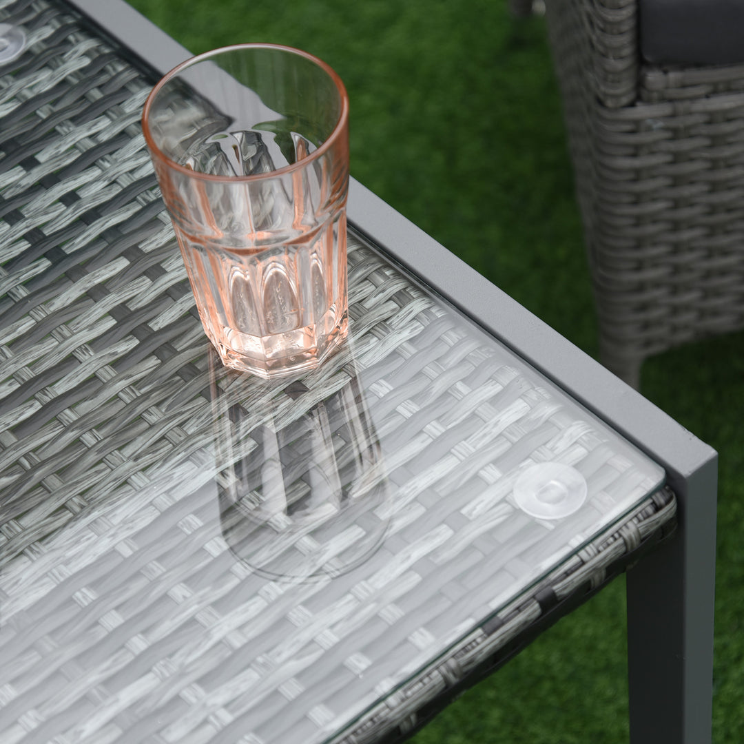 Havebord, havesidebord, havemøbler med hærdet glas, polyrattan + aluminium, grå, 50 x 49,5 x 50 cm