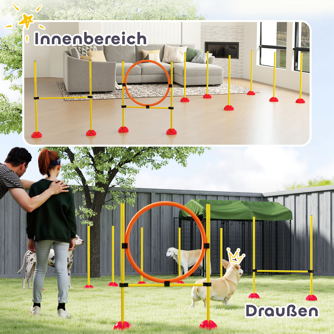 Agility set hunde 3-delt fyldeligt agilityudstyr til hundetræning plug-in hækkesæt med slalomstave