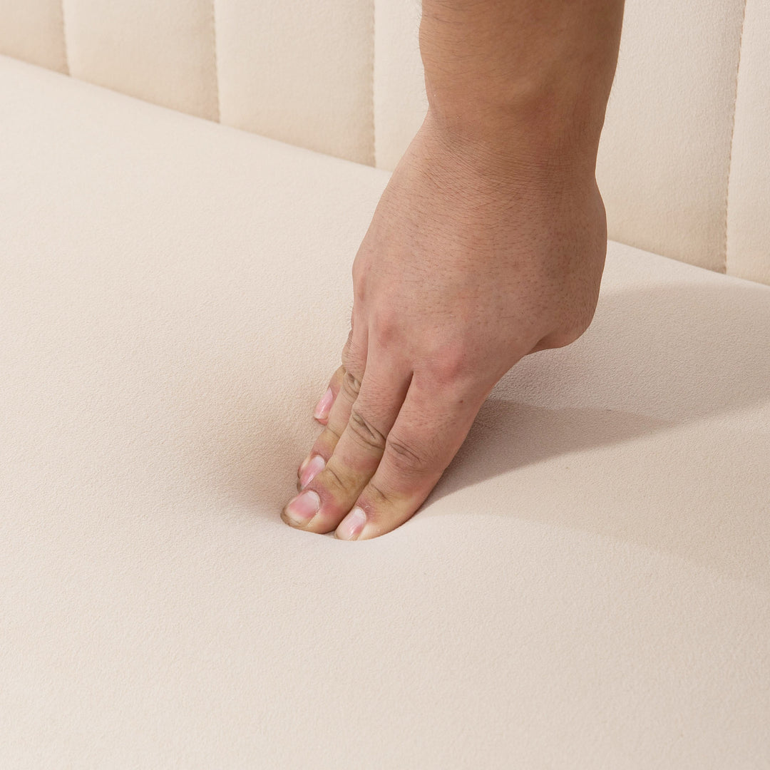 Sofa retro design 2-personers sofa, træben, 117 cm x 56,5 cm x 77 cm, cremehvid