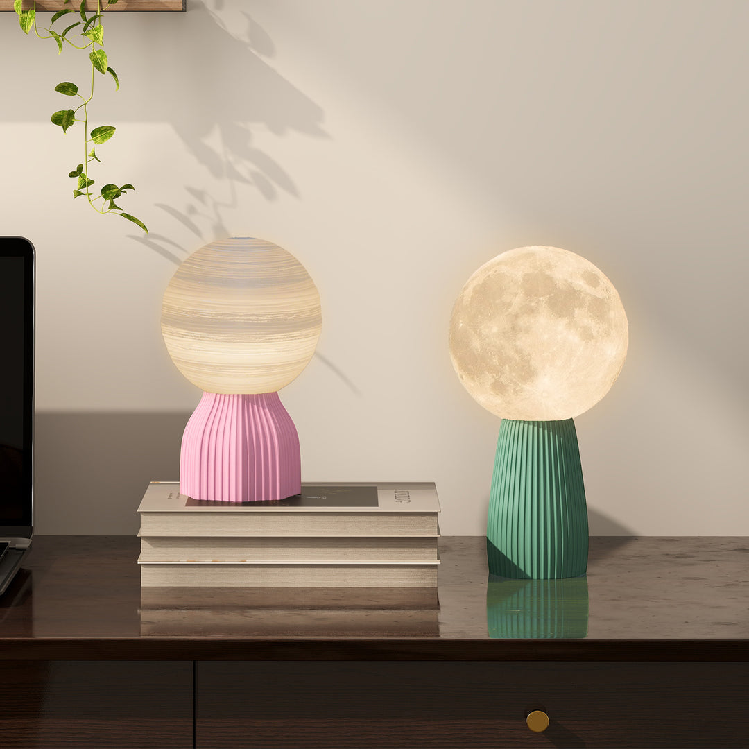 Bordlampesæt i planetarisk look, 3 farver, usb, plastik, hvid
