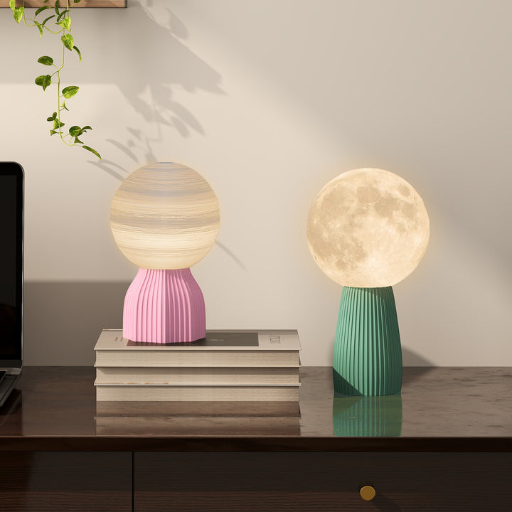Bordlampesæt i planetarisk look, 3 farver, usb, plastik, hvid