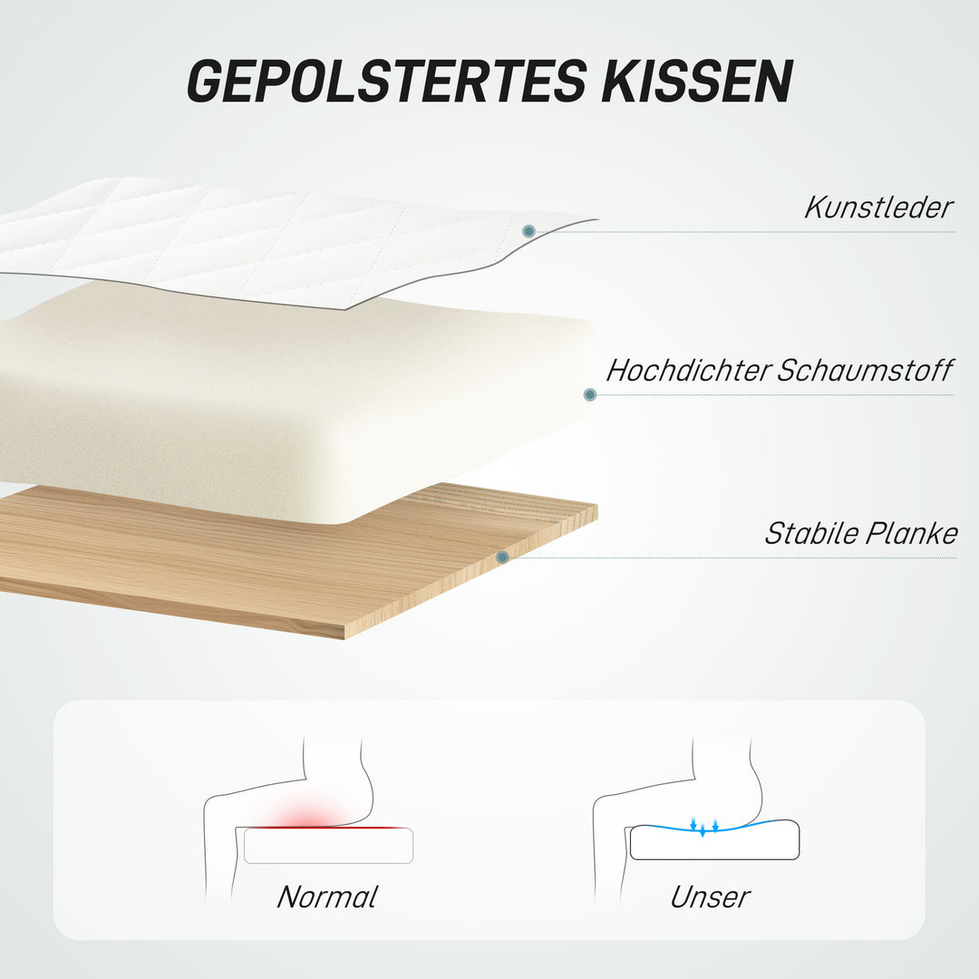 Kontorstol højdejusterbar skrivebordsstol med hjul, diamantsøm 52 x 53 x 80-90 cm hvid