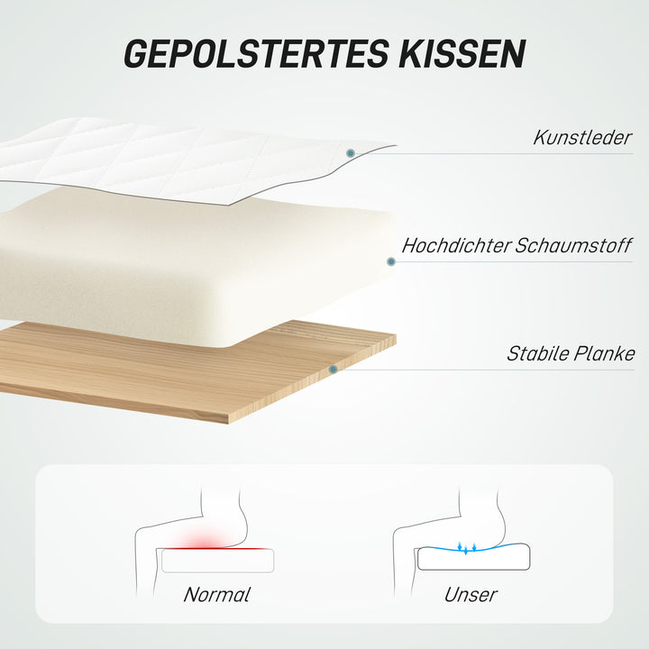 Kontorstol højdejusterbar skrivebordsstol med hjul, diamantsøm 52 x 53 x 80-90 cm hvid