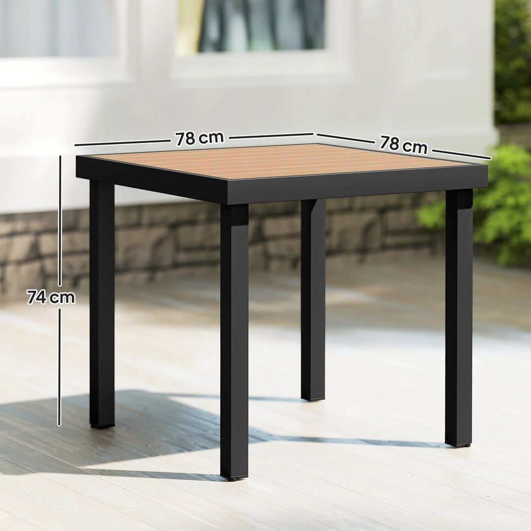 Havebord, plastik, 78 x 78 x 74 cm, vejrbestandig, aluminiumsstel; buffetbord, campingbord til 4 personer, balkonbord, havebord, udendørs spisebord til haven, terrasse, altan, sort