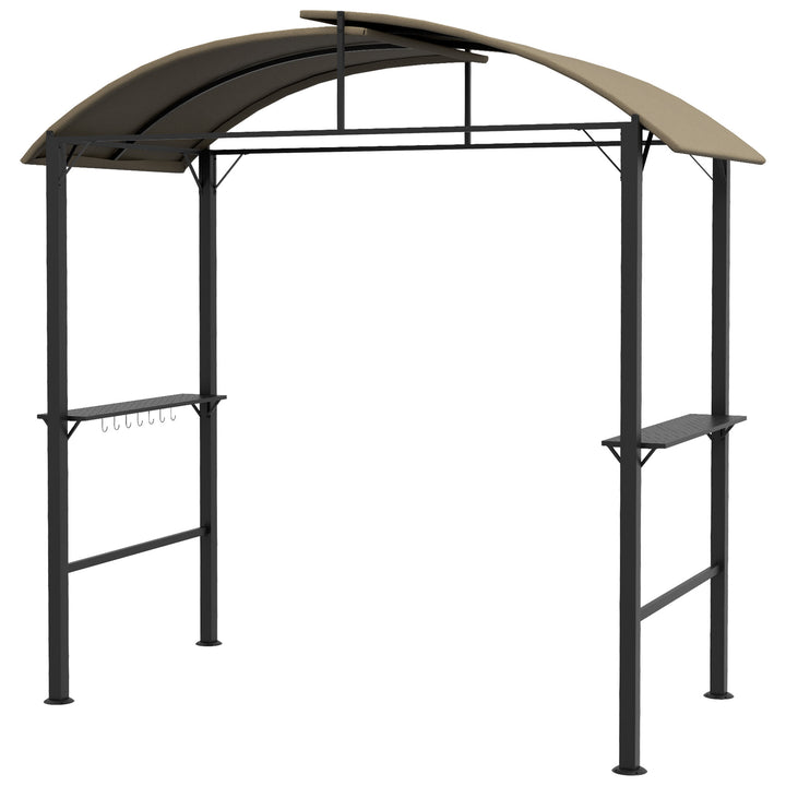 Bbq-pavillon, 2 sidehylder, kroge, stålramme, 1,1 x 2,3 m, khaki