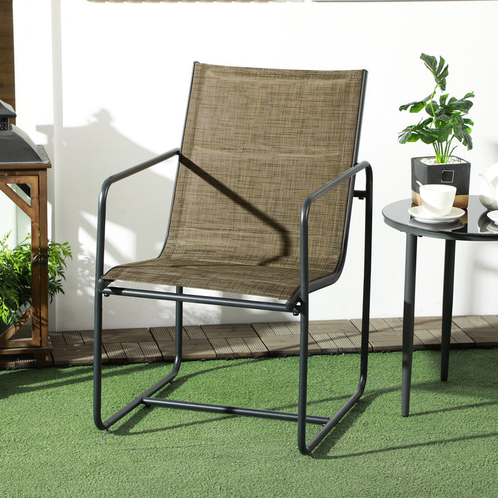 Havestol, sæt med 2, åndbart betræk, robust metalramme, 54 x 66,5 x 88 cm, sort/brun