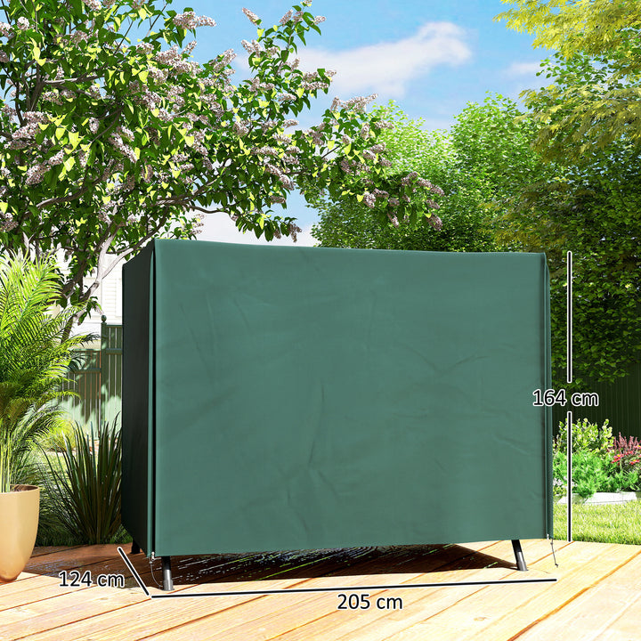 3-Personers gyngeovertræk, vandafvisende, vinterbestandigt beskyttelsesovertræk til havegynge, uv-bestandig presenning, overtræk, rivefast 600d oxford-stof, 205 x 124 x 164 cm, mørkegrøn