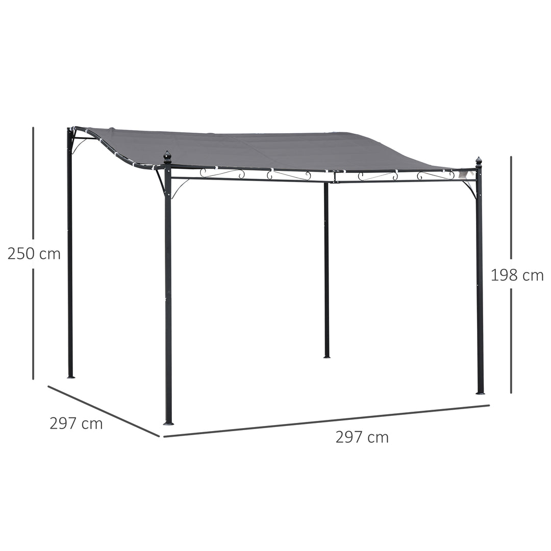 Pergola havepavillon pavilion baldakintelt metal grå 297x297cm