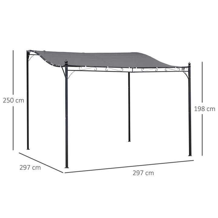 Pergola havepavillon pavilion baldakintelt metal grå 297x297cm