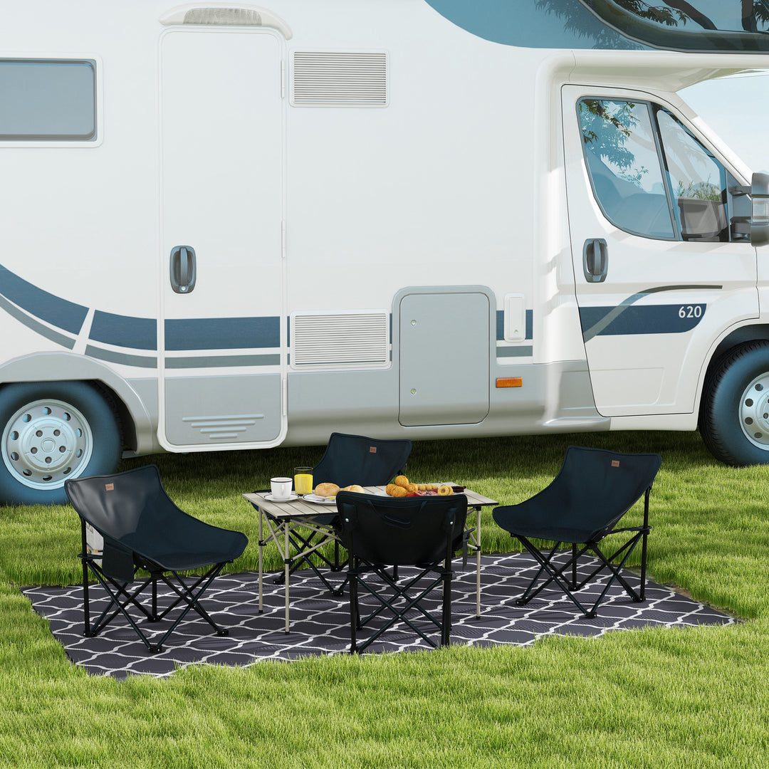 Campingbord klapbord med oprullbar bordplade havebord af aluminium 2 personer 95 x 55cm khaki
