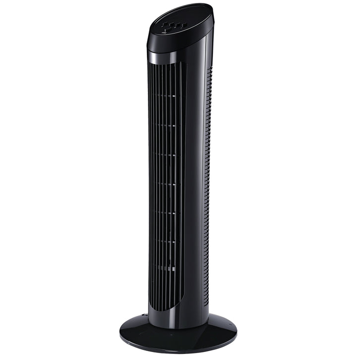 45W tårnventilator, stille design, 3 hastighedsindstillinger, 70° oscillation, ABS, sort, Ø27 x H75 cm