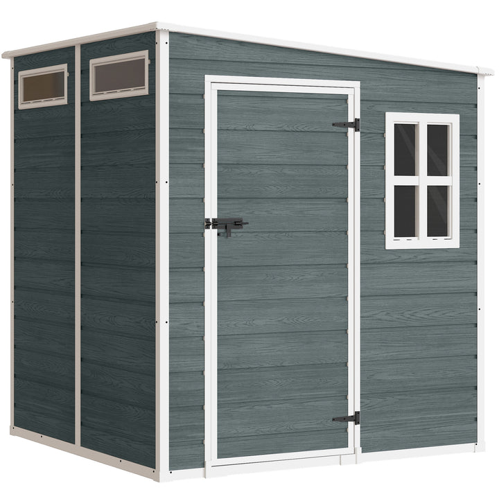 Haveskur 2,89 m², redskabsskur i trælook, 3 vinduer, ventilation, gulv, lås, handsker, 182 x 182 x 196 cm