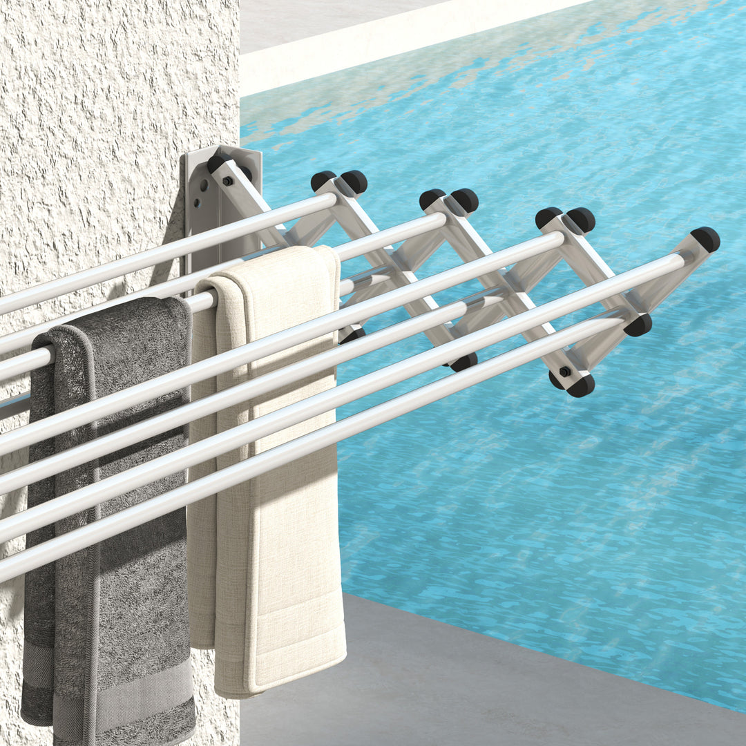 Håndklædetørrer, aluminium, justerbar, til indendørs og udendørs brug, sølv