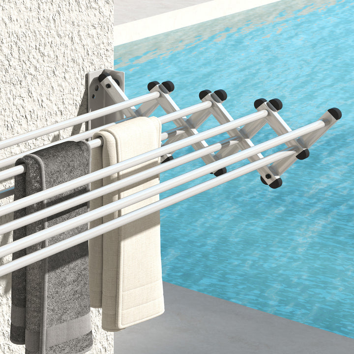 Håndklædetørrer, aluminium, justerbar, til indendørs og udendørs brug, sølv