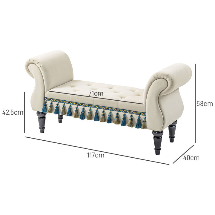 Polstret bænk, vintage design, op til 150 kg, 117 x 40 x 58 cm, beige
