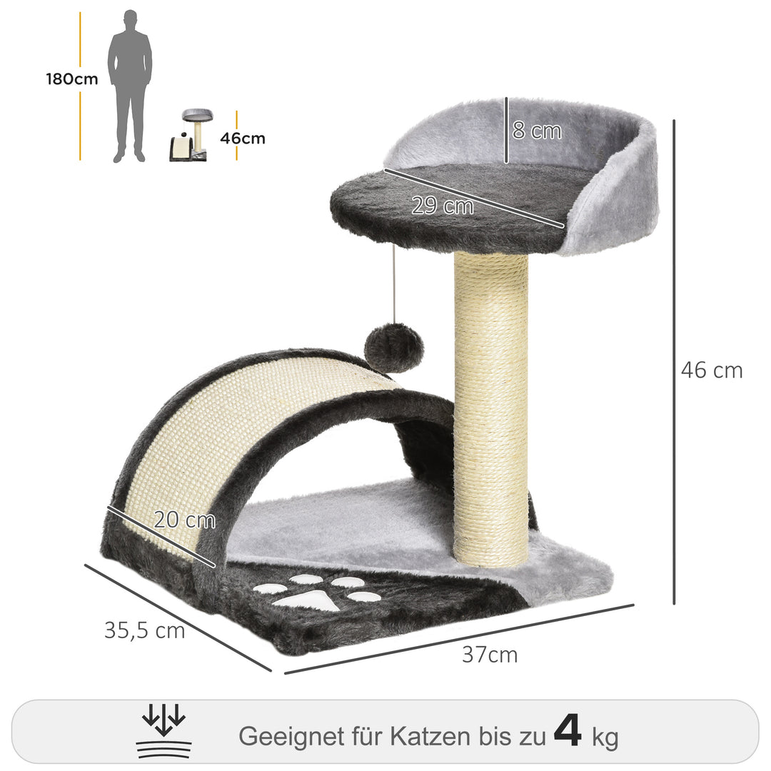 Kradsetræ med legebolde kradsetræ til katte sisalreb kradsetræer grå 35,5 x 37 x 46 cm