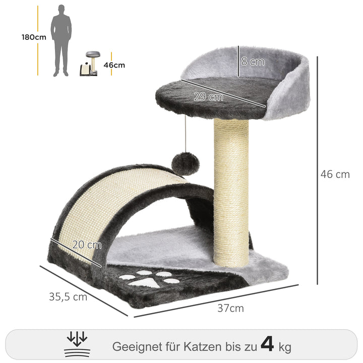 Kradsetræ med legebolde kradsetræ til katte sisalreb kradsetræer grå 35,5 x 37 x 46 cm