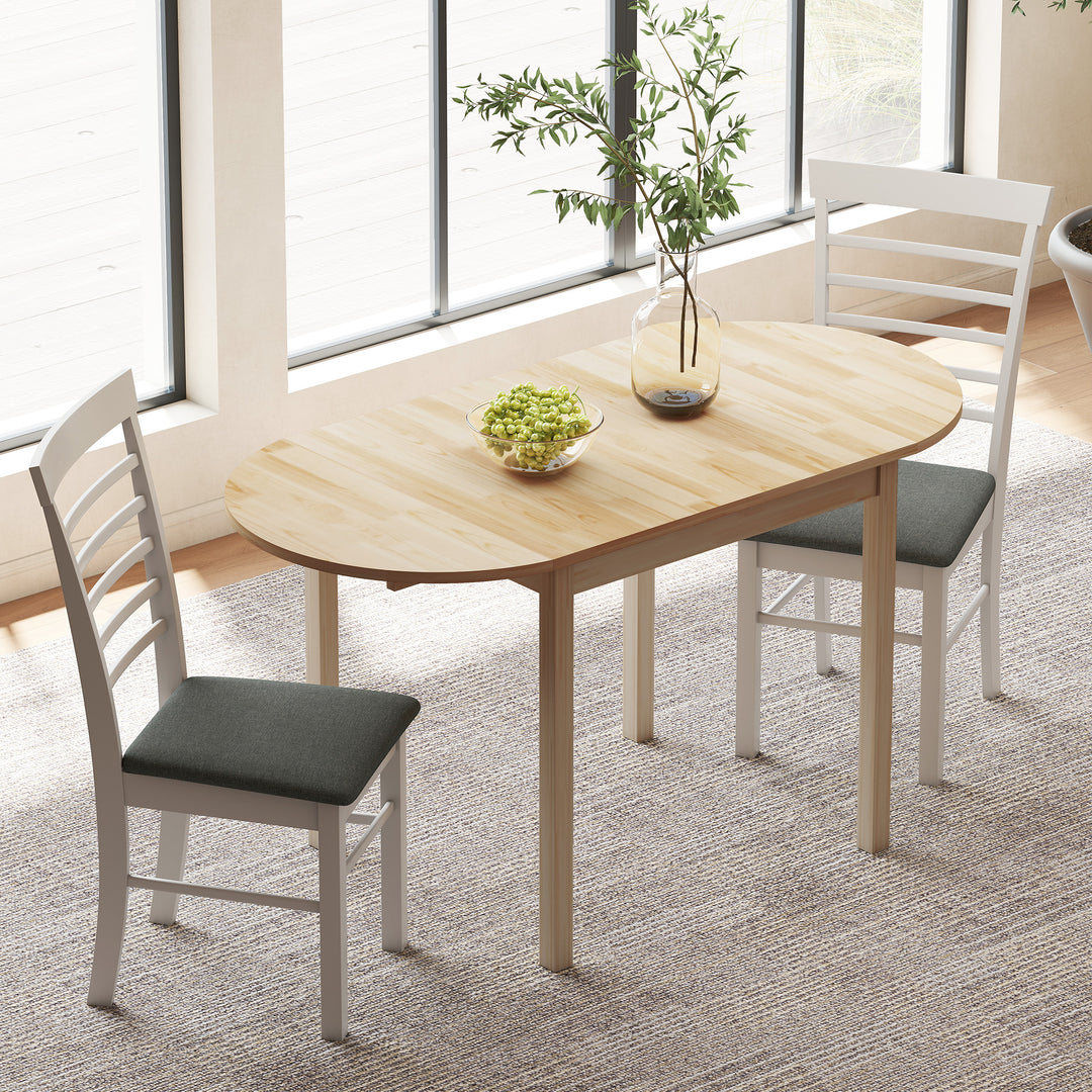 Træspisebord foldbart køkkenbord til 6 personer med kløverbladsdesign 140 x 70 x 75 cm naturtræ